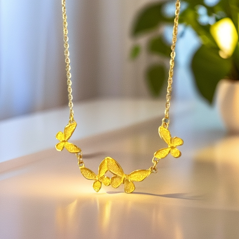 不支持七天无理由【福迭而至时尚蝴蝶黄金套链】足金999