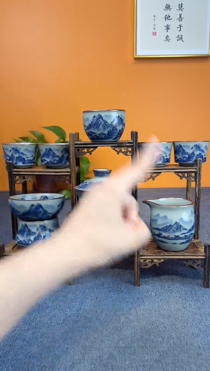 陶瓷景德镇釉下青花八件套