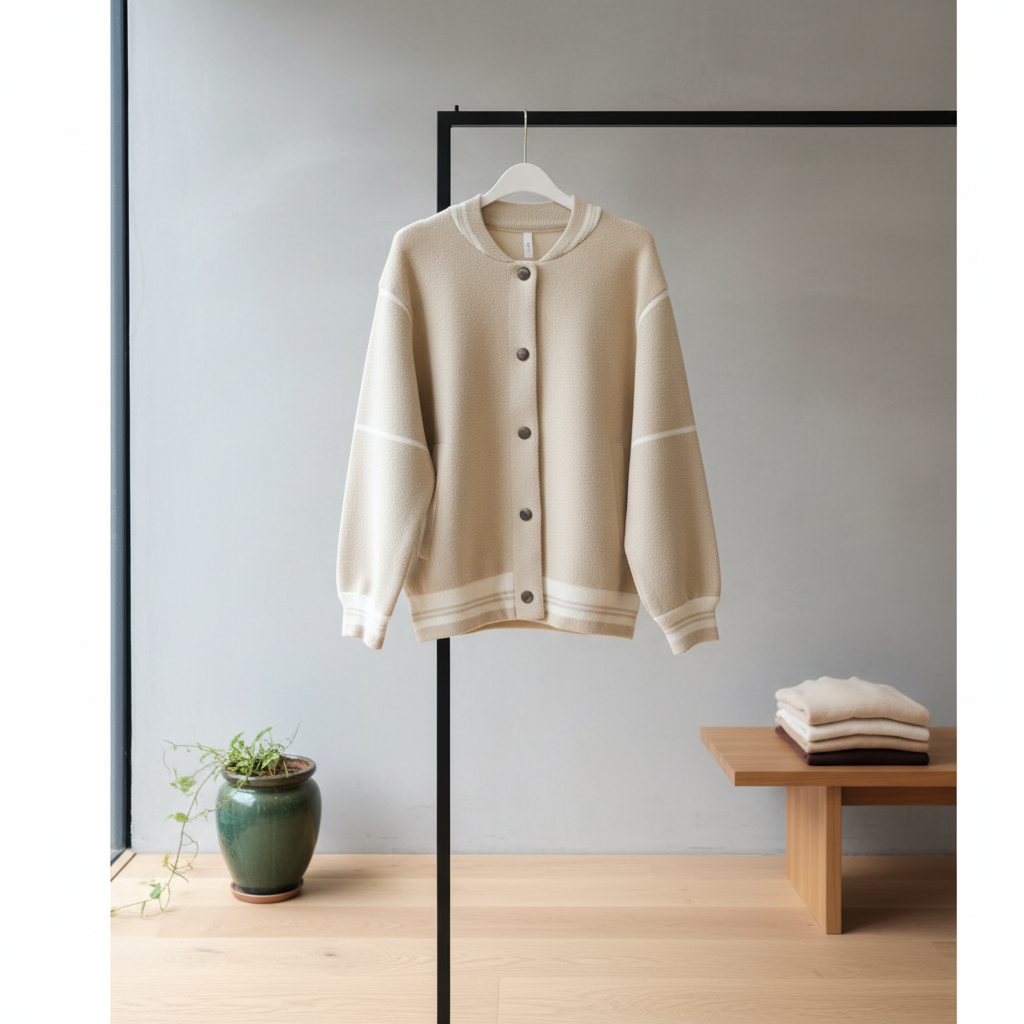 春秋季宽松百搭棒球服外套洋气暗扣开衫A492