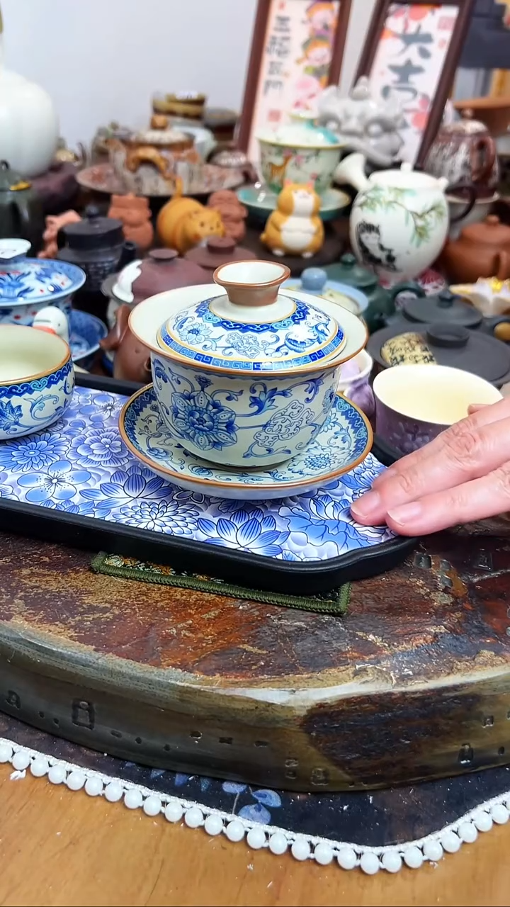 【 茶瓷物语】三才盖碗送茶盘