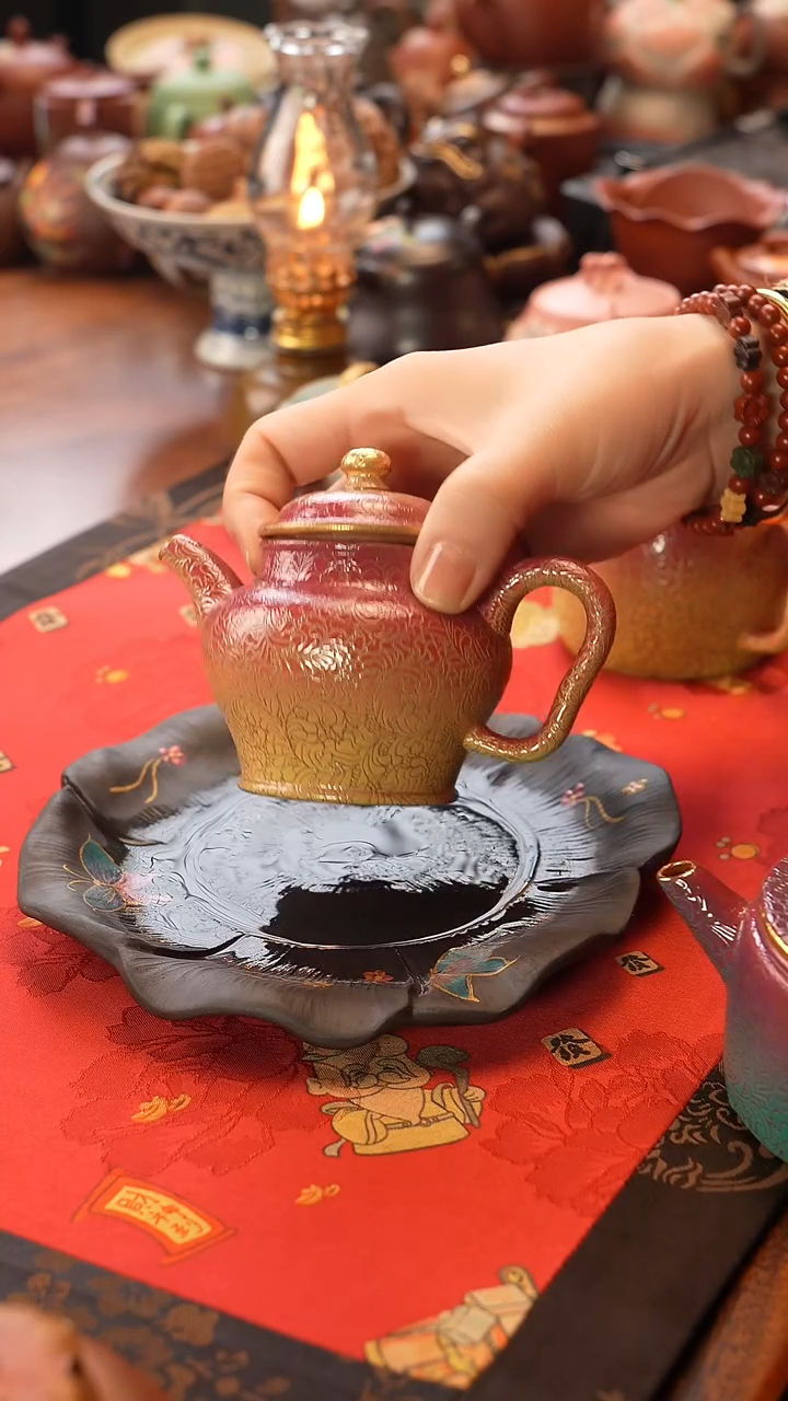 茶壶紫砂宜兴紫砂 耙花潘壶