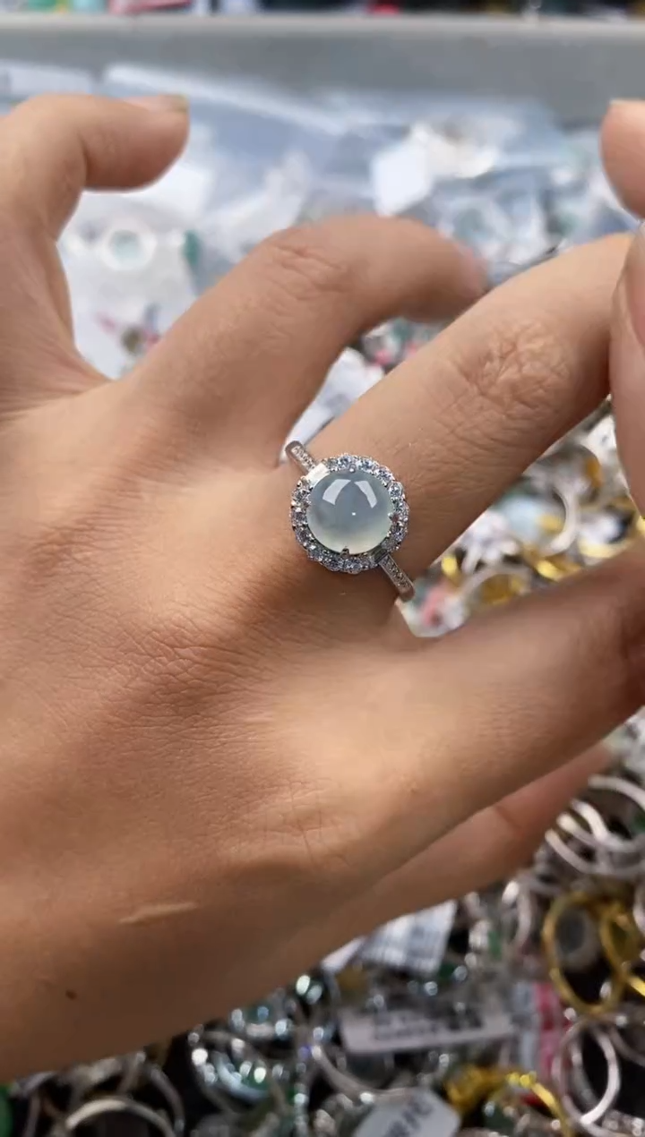 银S925镶嵌戒指翡翠11-11---10