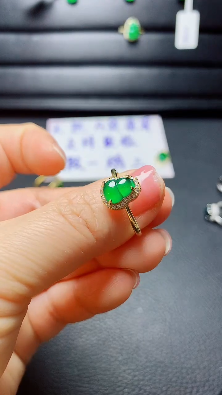 银S925镶嵌戒指翡翠天然翡翠A货s925银镶