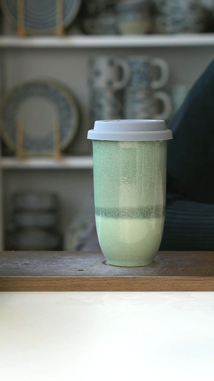 陶窑变抹茶绿带盖随身杯430ml@4-2@