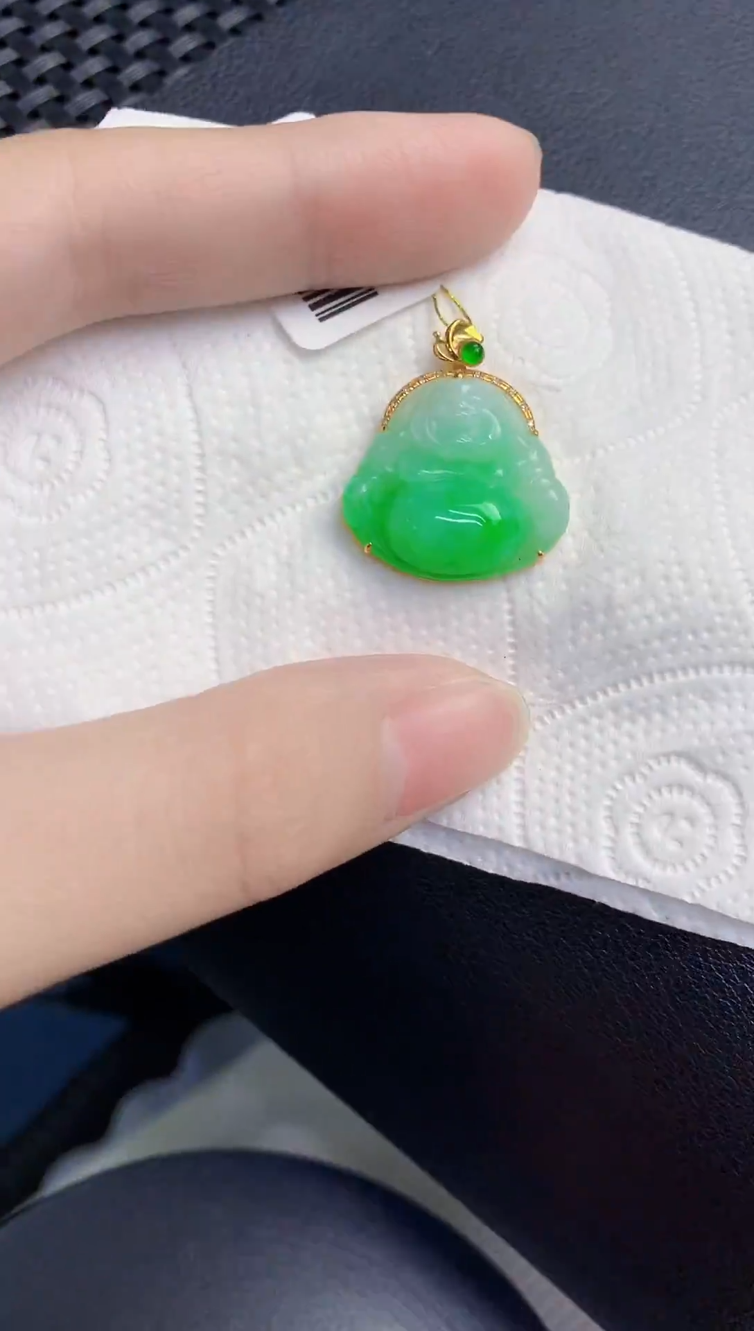 颈饰18K金镶嵌翡翠天然翡翠缅甸A货