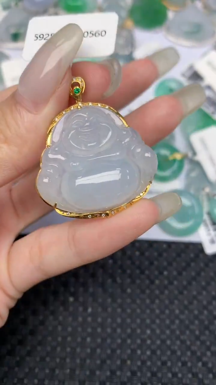翡翠18K金镶嵌颈饰天然缅甸翡翠a货百元以上9元证书费自理