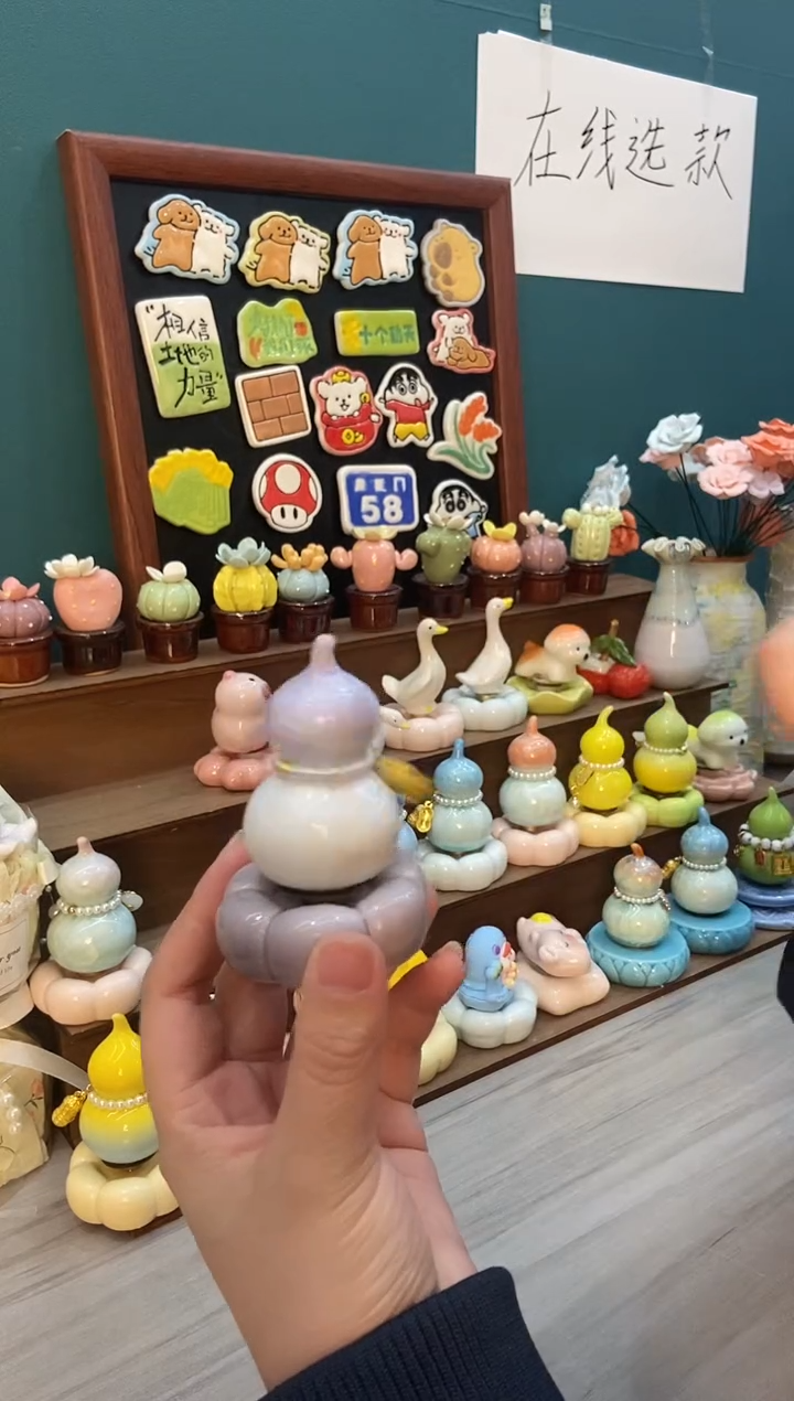 摆件陶紫色葫芦景德镇陶瓷摆件1个装