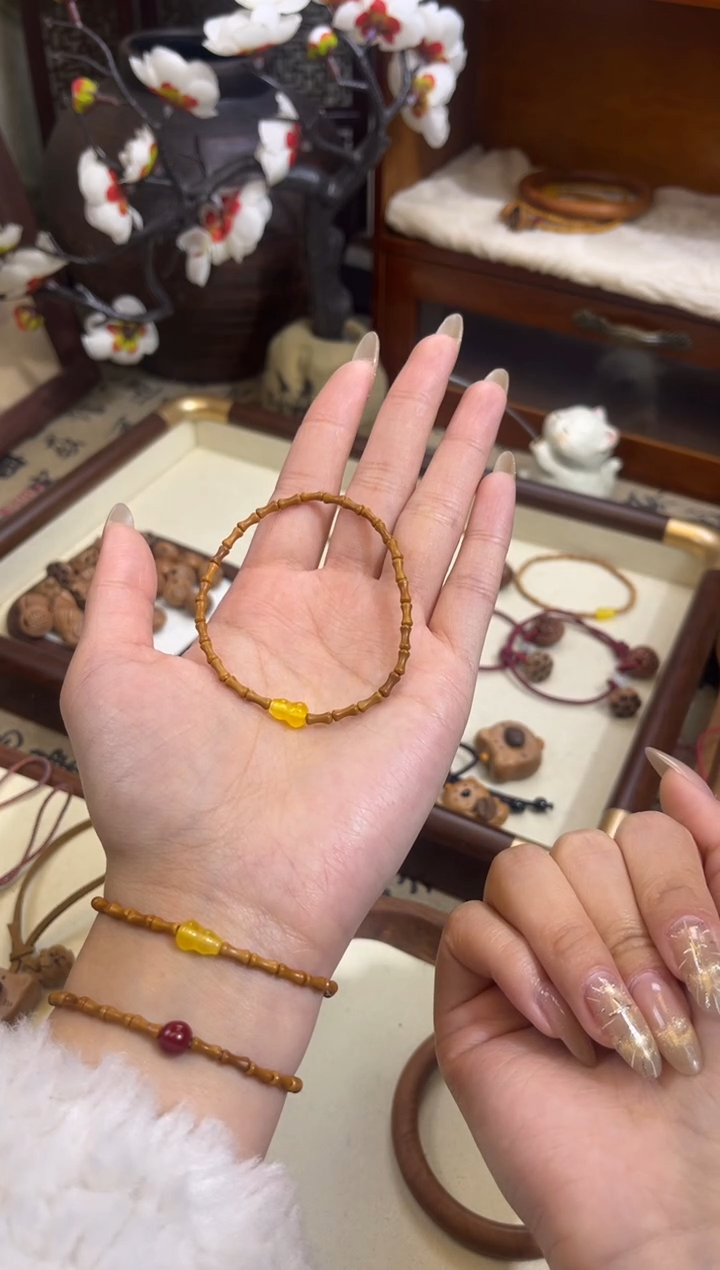 手串桃核【桃缘行】竹节「黄色葫芦」桃木桃核辟、挡、驱、护 备注手围