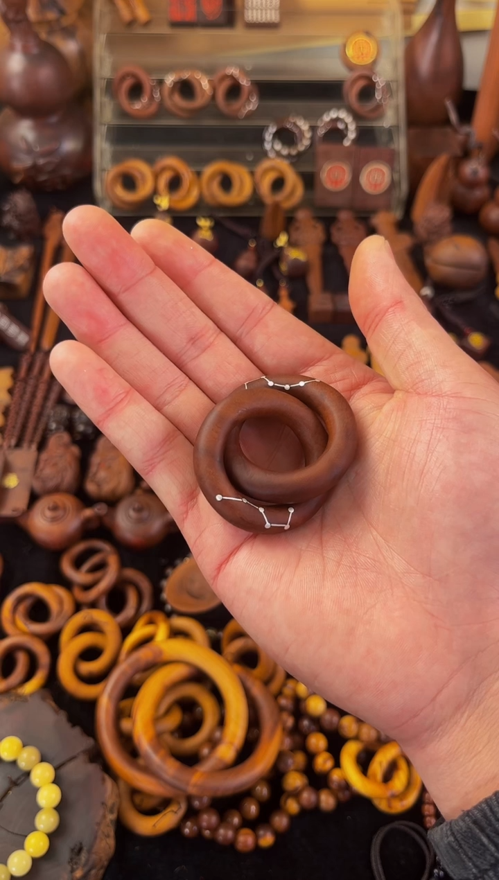 【闪购商品】木枣木镶嵌银七星乾坤圈