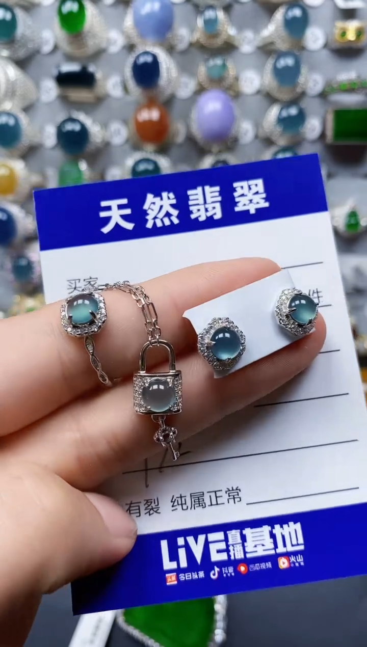 翡翠银S925镶嵌耳饰0132