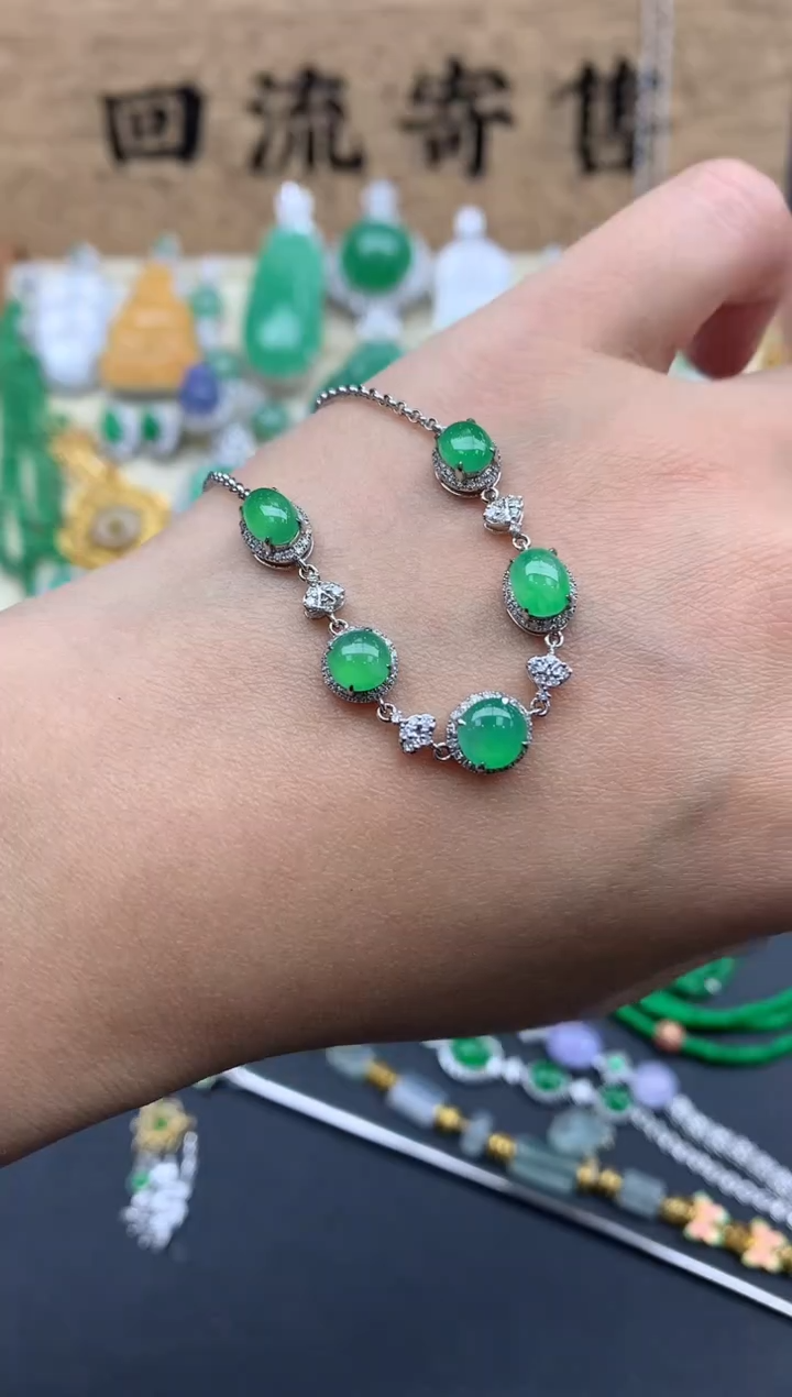 【闪购商品】翡翠手串18K金镶嵌651-中国好珍宝