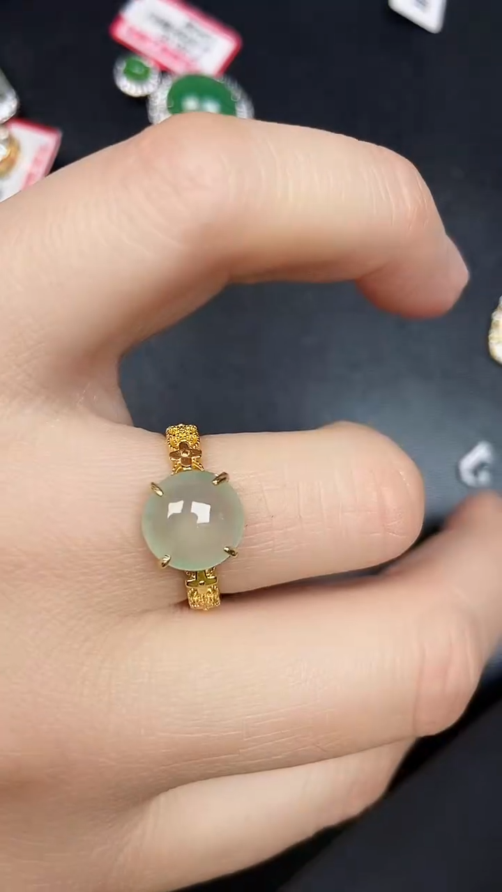 银S925镶嵌戒指翡翠3270