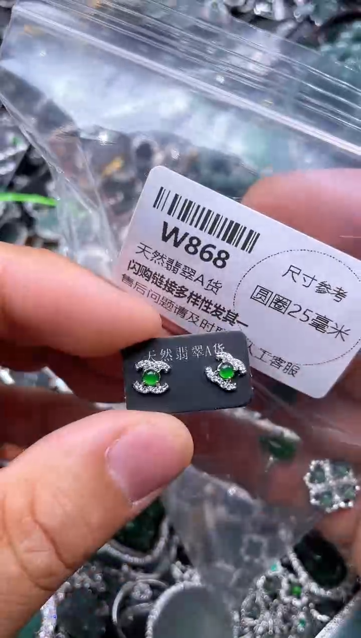【闪购商品】翡翠颈饰未镶嵌W868耳钉