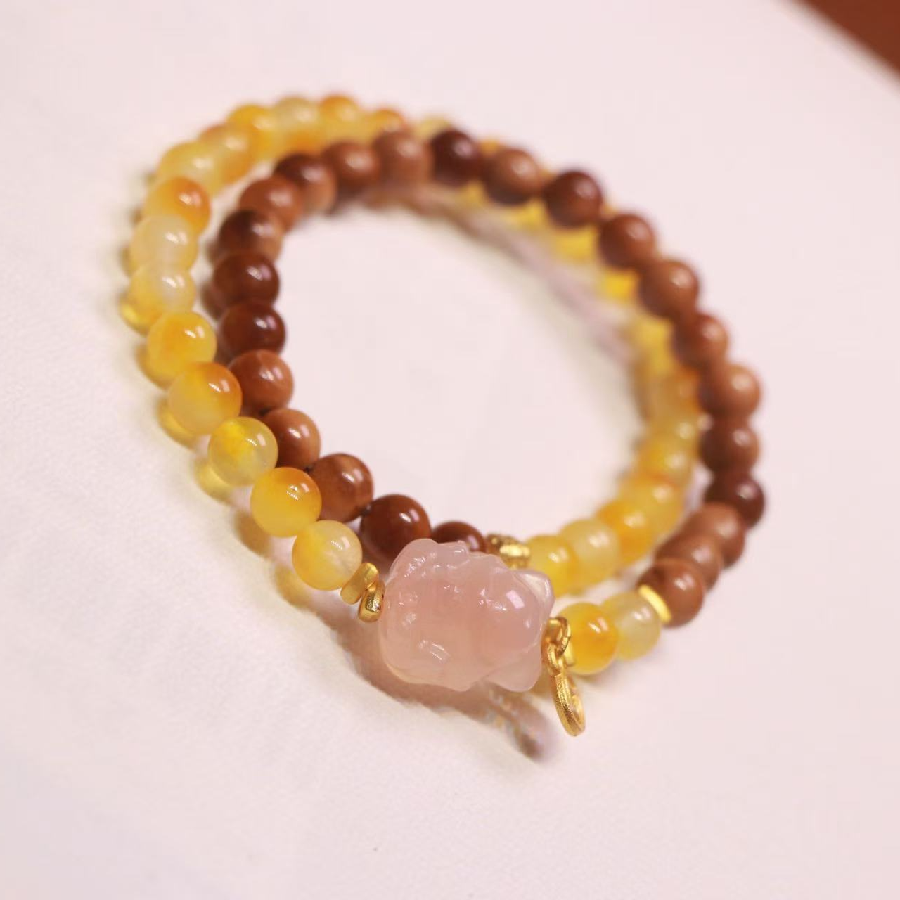 「沐兮文创」库克菩提双圈手串小花配饰+玛瑙小珠夏日时尚（多样性）