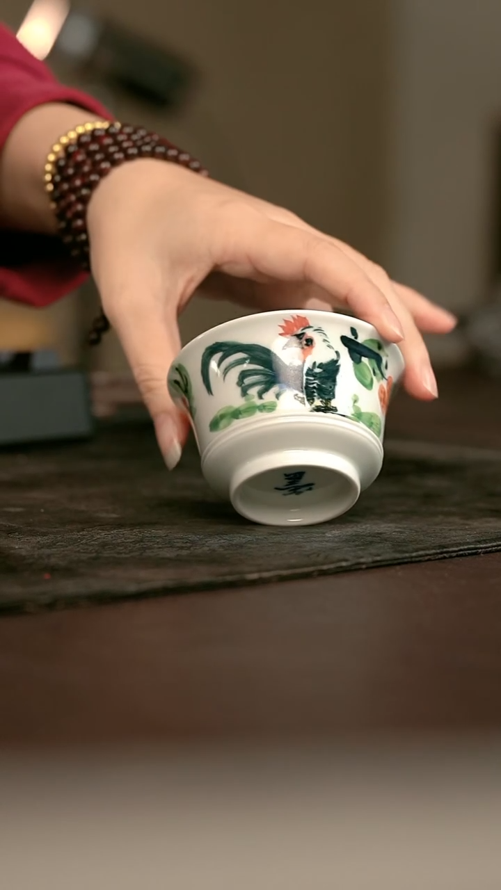 手绘手绘高温现代瓷 气  大吉大利马蹄杯90C