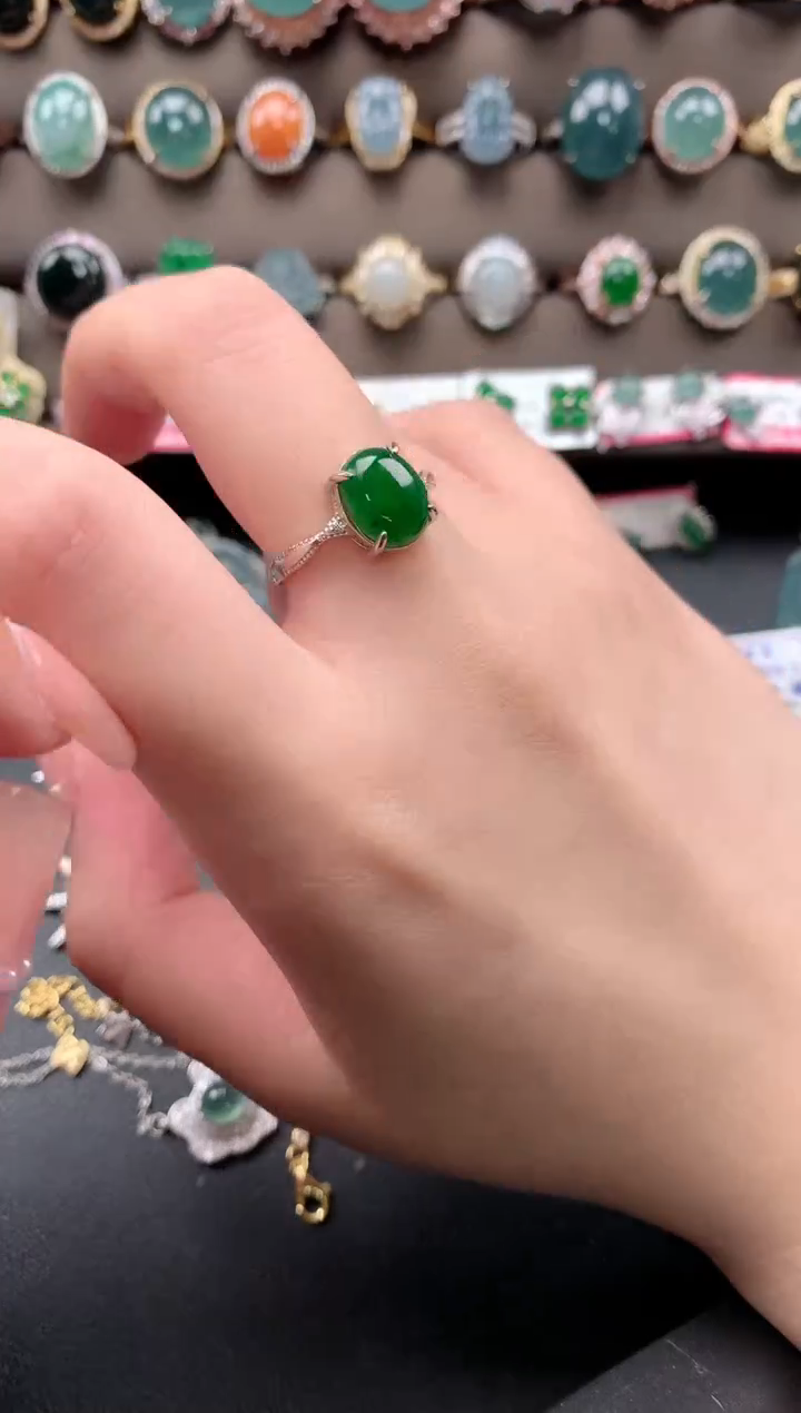 【闪购商品】翡翠戒指银S925镶嵌52114