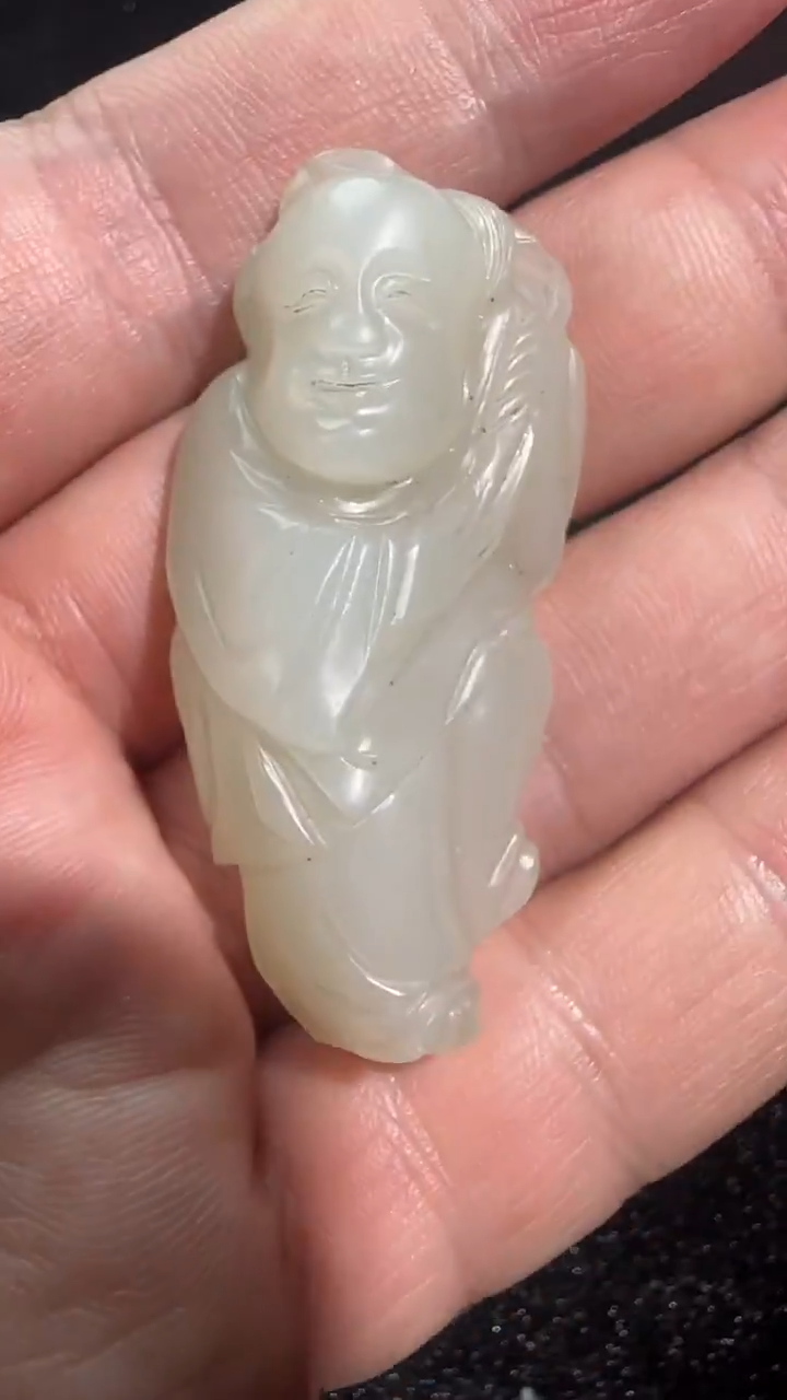 吊坠(不含链)未镶嵌和田玉d****生通天孔执荷童子