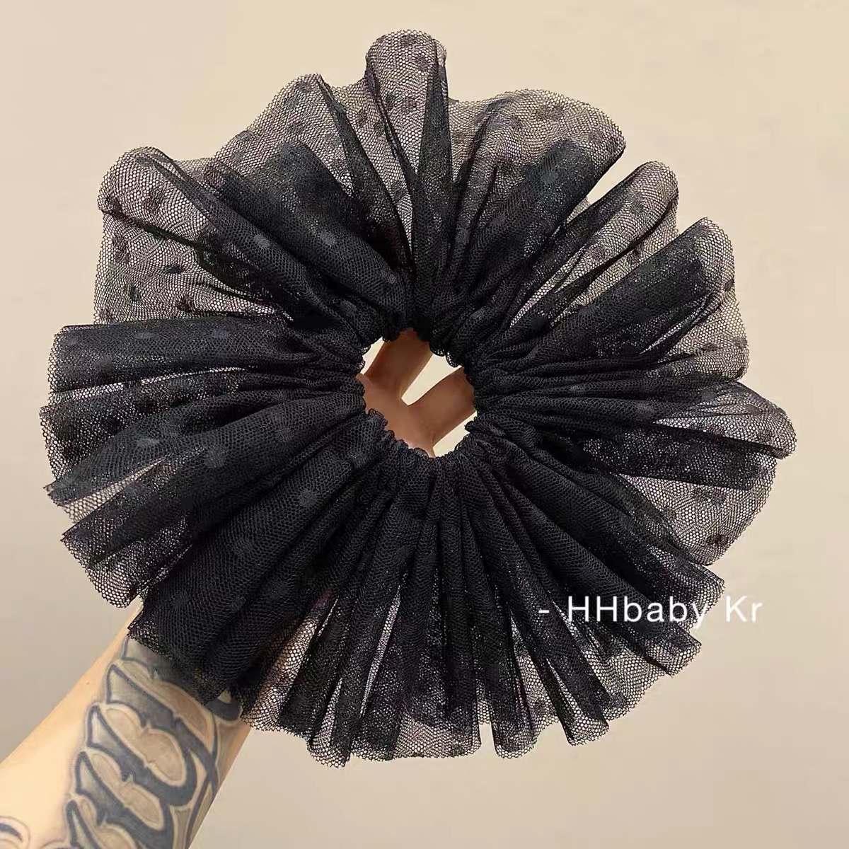 【超级白+】网红洋气复古百搭发夹波点新娘头纱蕾丝头饰黑色大发圈