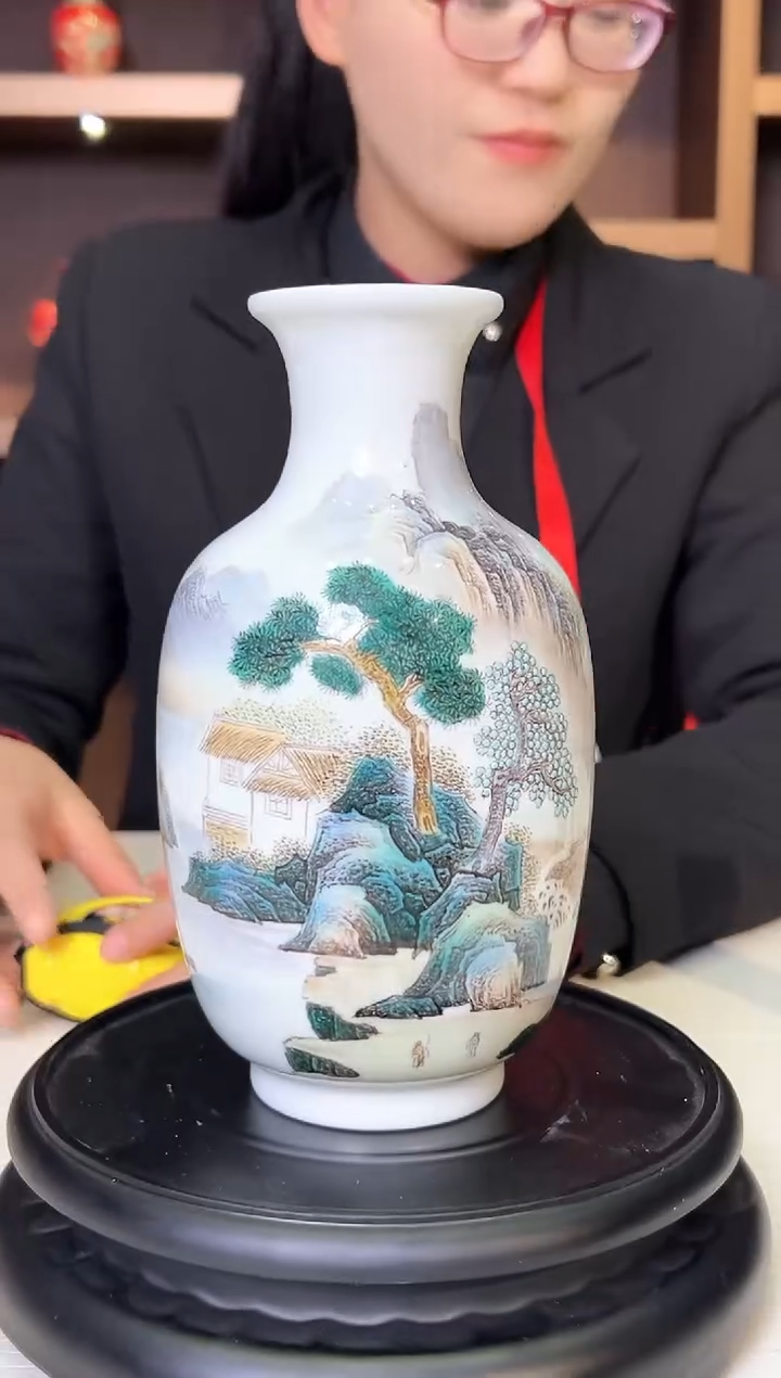 【闪购商品】瓶常年展山水人家大肚赏瓶