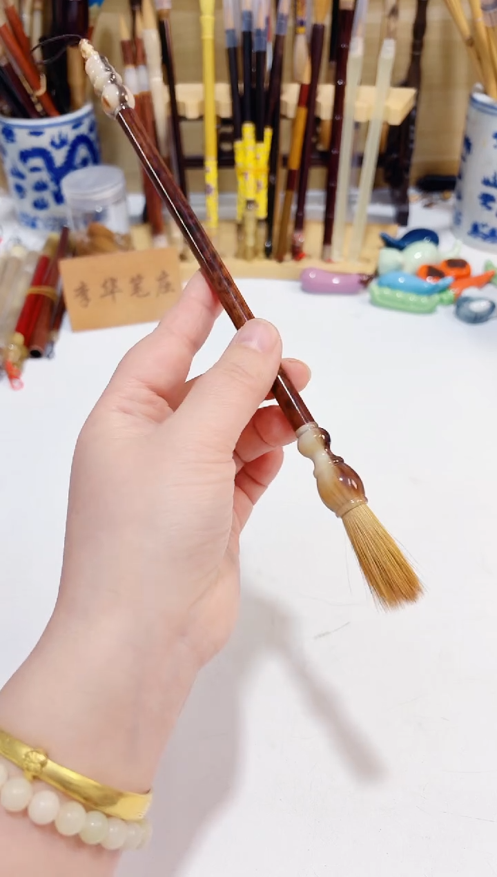 蛇纹木牛角百纯狼毫1支 出锋3.6 口径0.9 试墨不售后