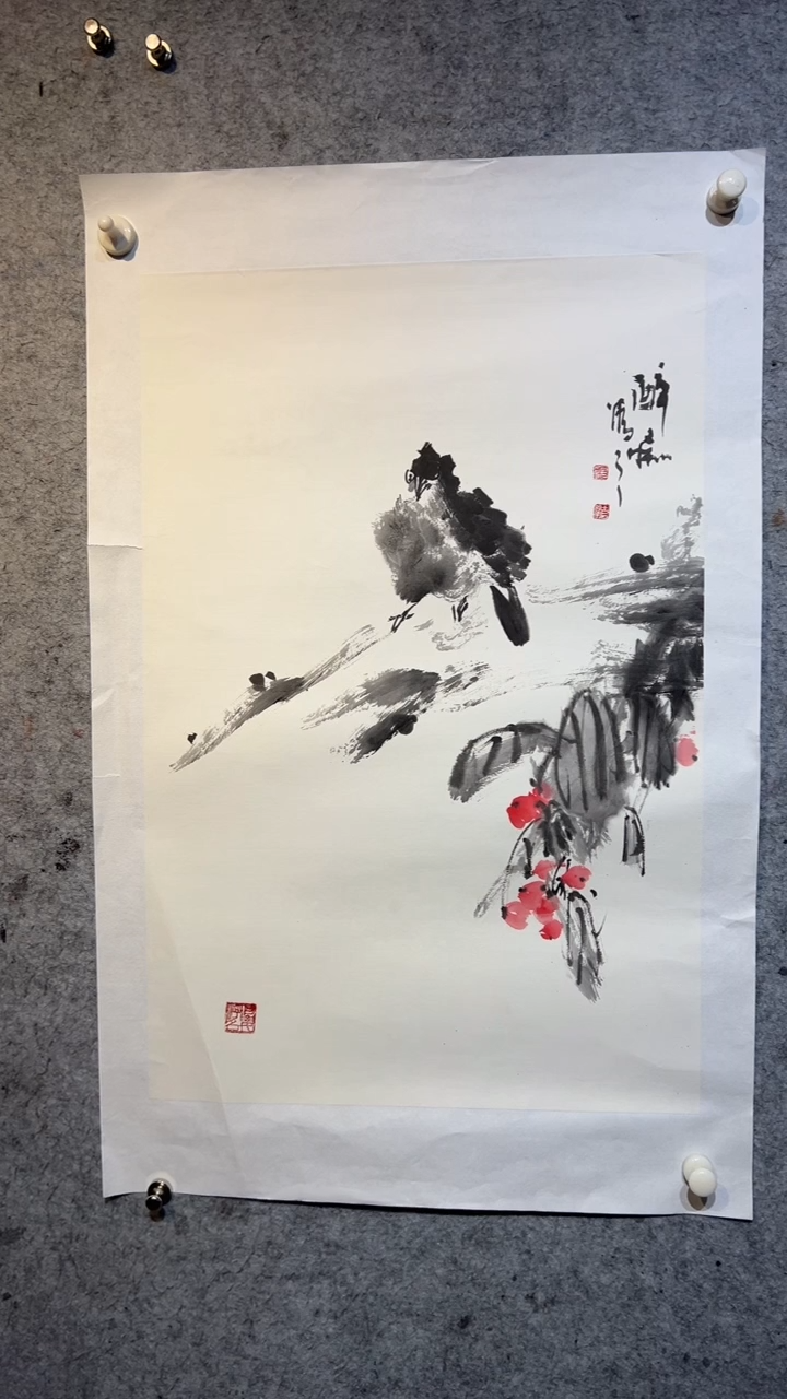 国画月**子张自学水墨国画53