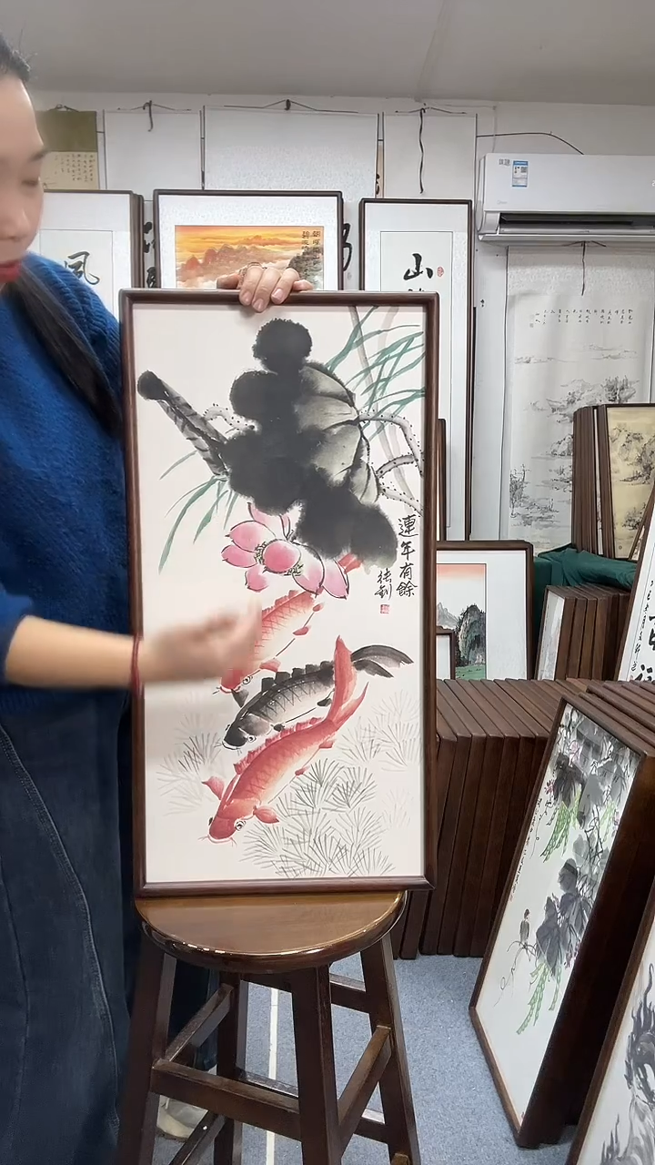 国画尺寸35*68实木画框京东包邮手绘