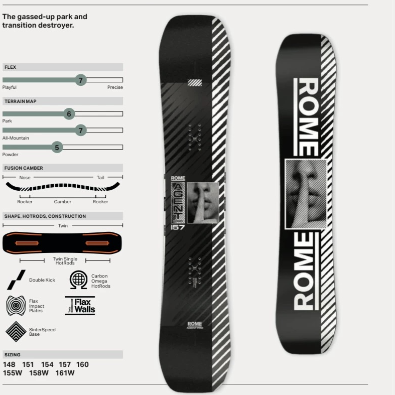 自由式公园平花男女通用ROME滑雪板户外运动装备
