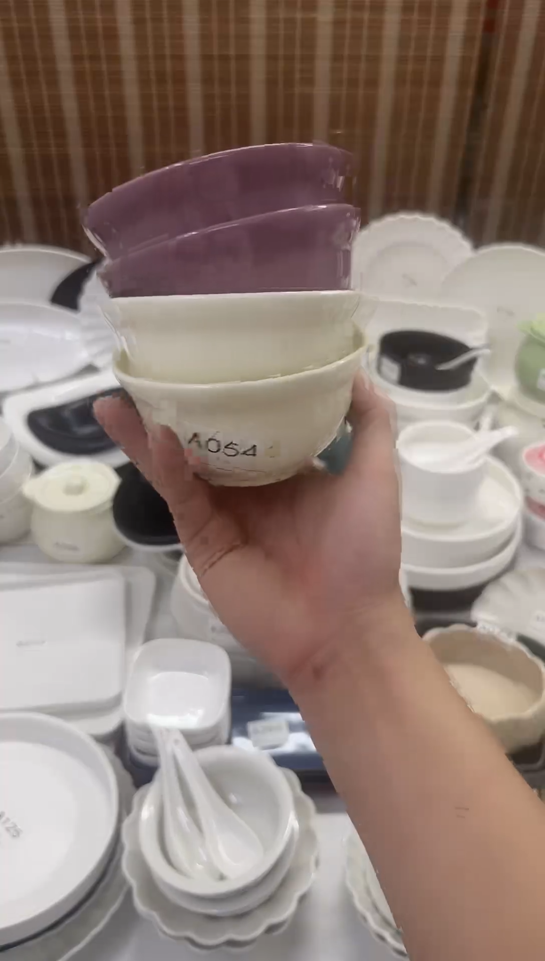 瓷【孤品】2紫2黄米饭碗