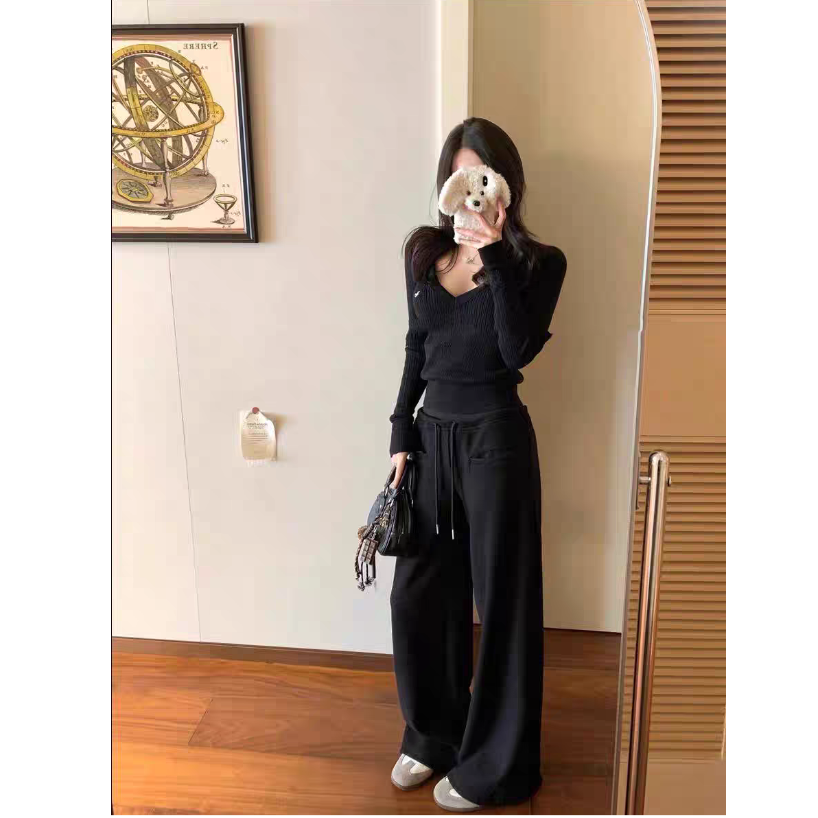 秋冬时尚加绒百搭休闲裤宽松显腿垂坠感阔腿裤显瘦高腰显瘦#K7512