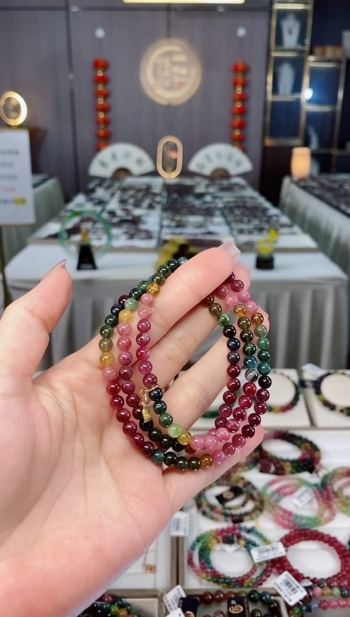 未镶嵌老矿碧玺三圈手串5mm+碧玺hon多样性发一条