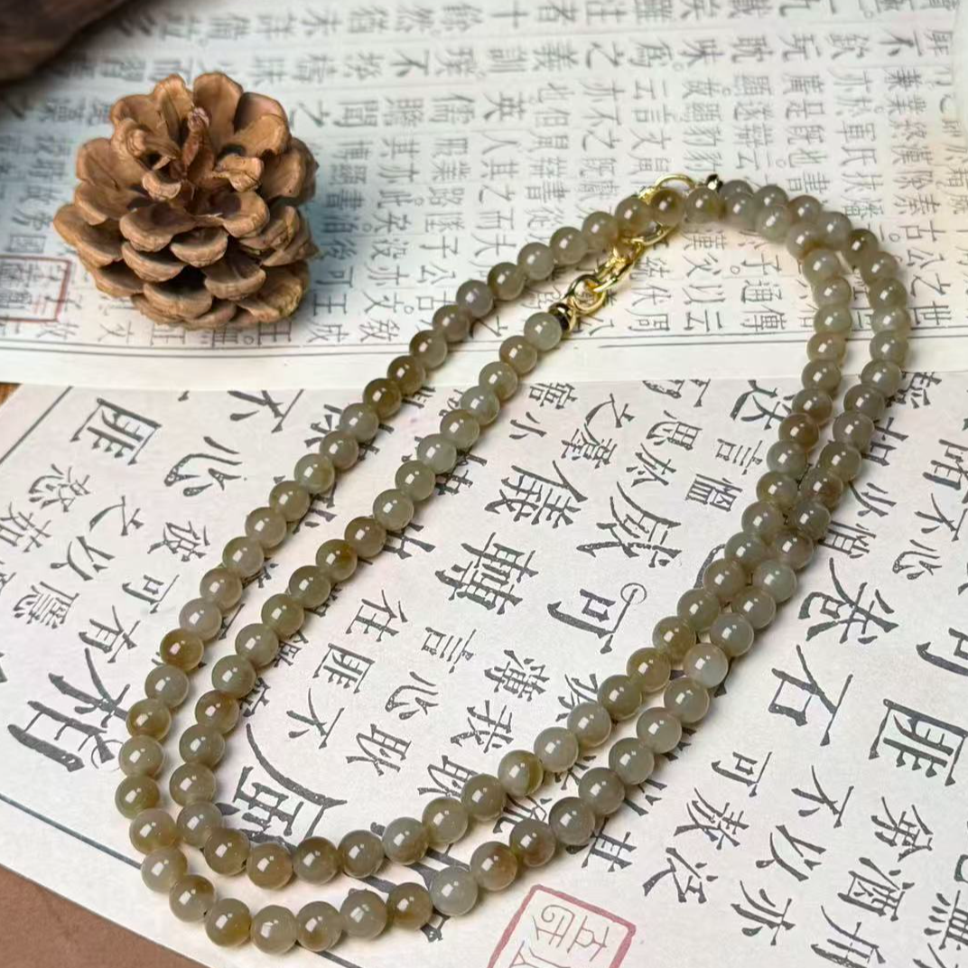 zbg2882 新疆且末糖白料108项链6mm（多样性发其一）