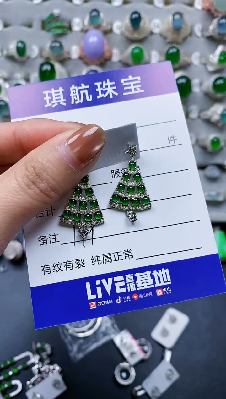 【闪购商品】翡翠耳饰银S925镶嵌0179