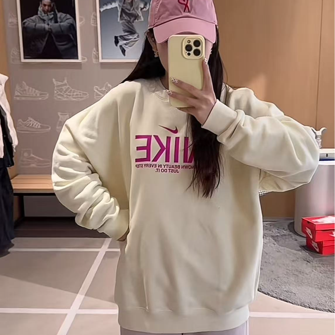 NIKE男女同款咖啡色Oversize加厚不加绒-圆领运动衫IM9355-113