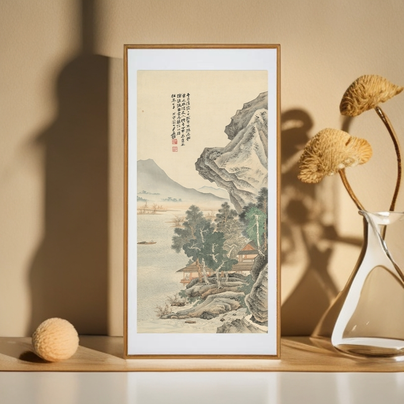 沧浪渔笛  博物馆复刻版画 客厅书房玄关装饰画 办公室挂画