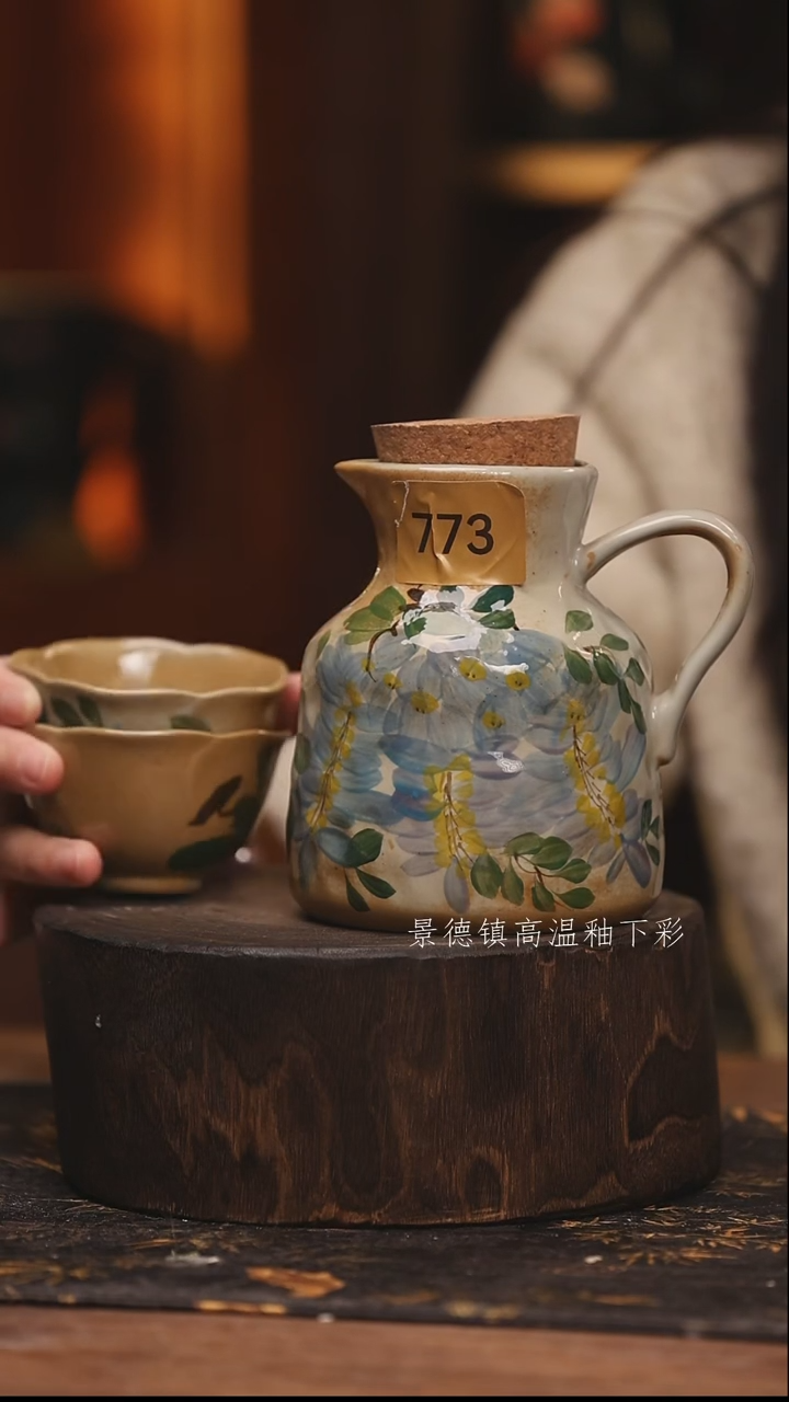 陶瓷景德镇高温釉下手绘陶瓷@L773@