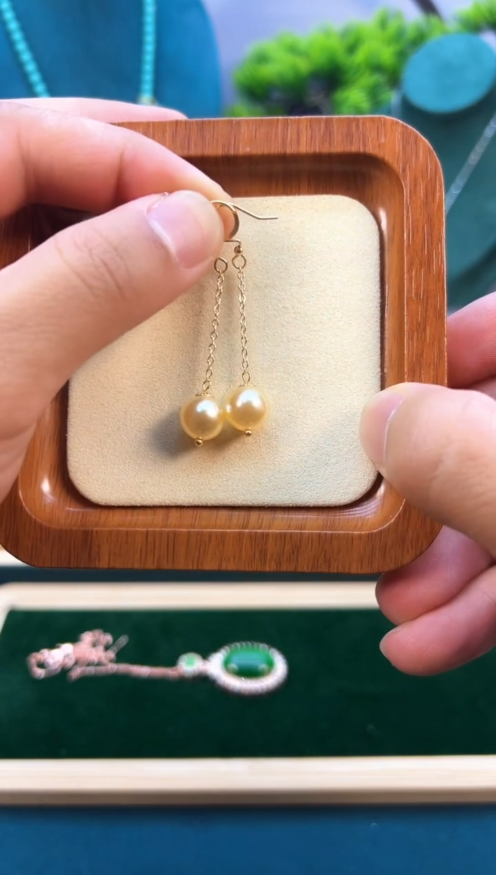 14K金镶嵌淡水珍珠耳饰E324          