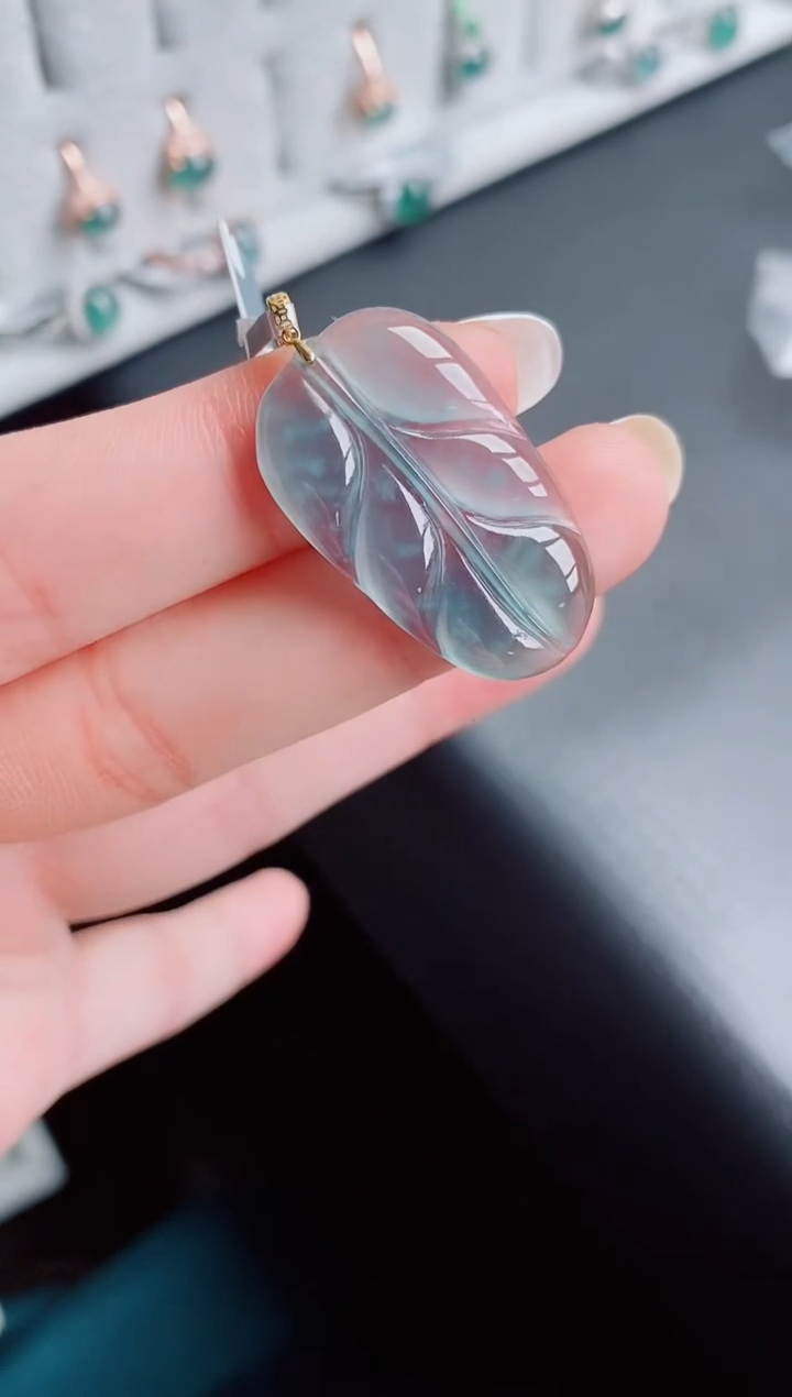 【闪购商品】翡翠颈饰18K金镶嵌天然a货翡翠487