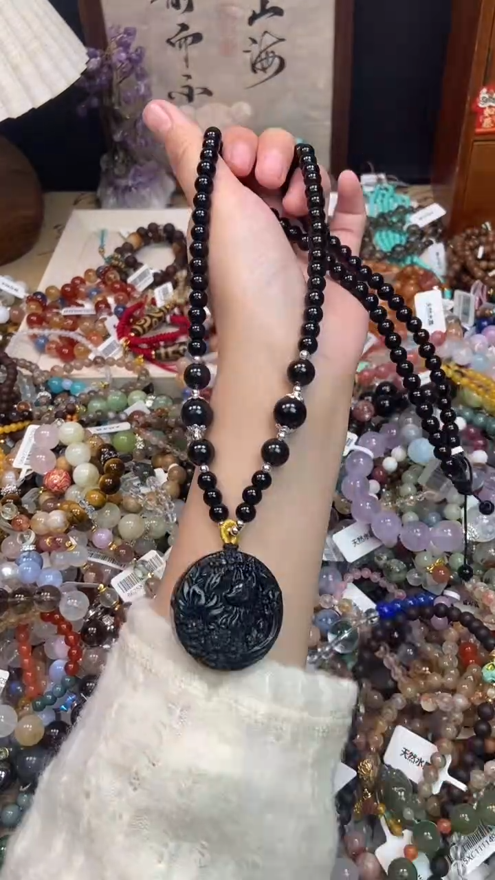 未镶嵌黑曜岩项链182