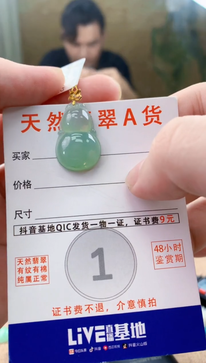 颈饰18K金镶嵌翡翠天然A货翡翠挂件