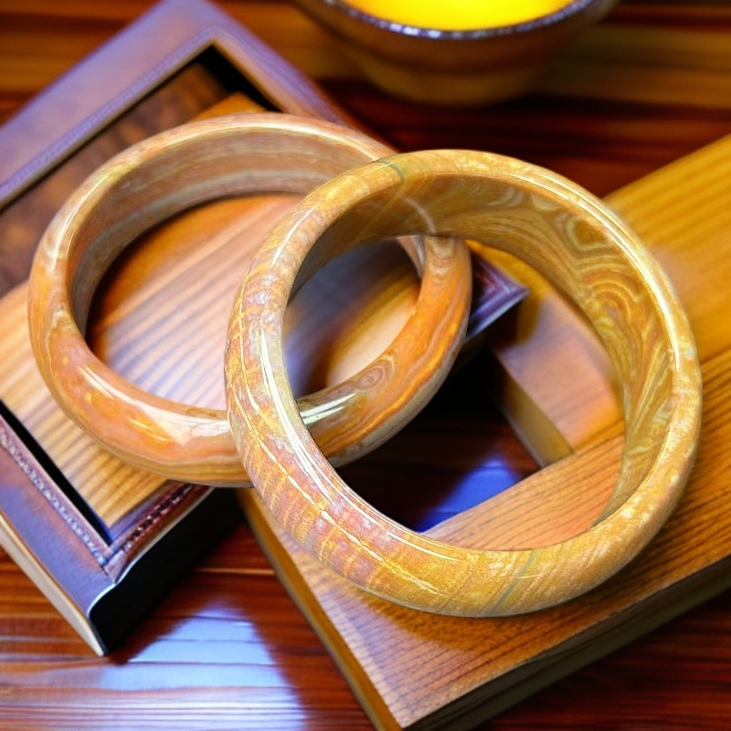 S7720【任会长珠宝】秘纹古韵云母石玛瑙手镯-配盒-多样性只发一件