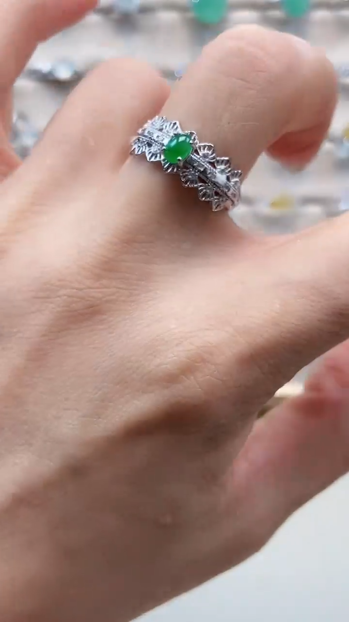 银S925镶嵌戒指翡翠4608