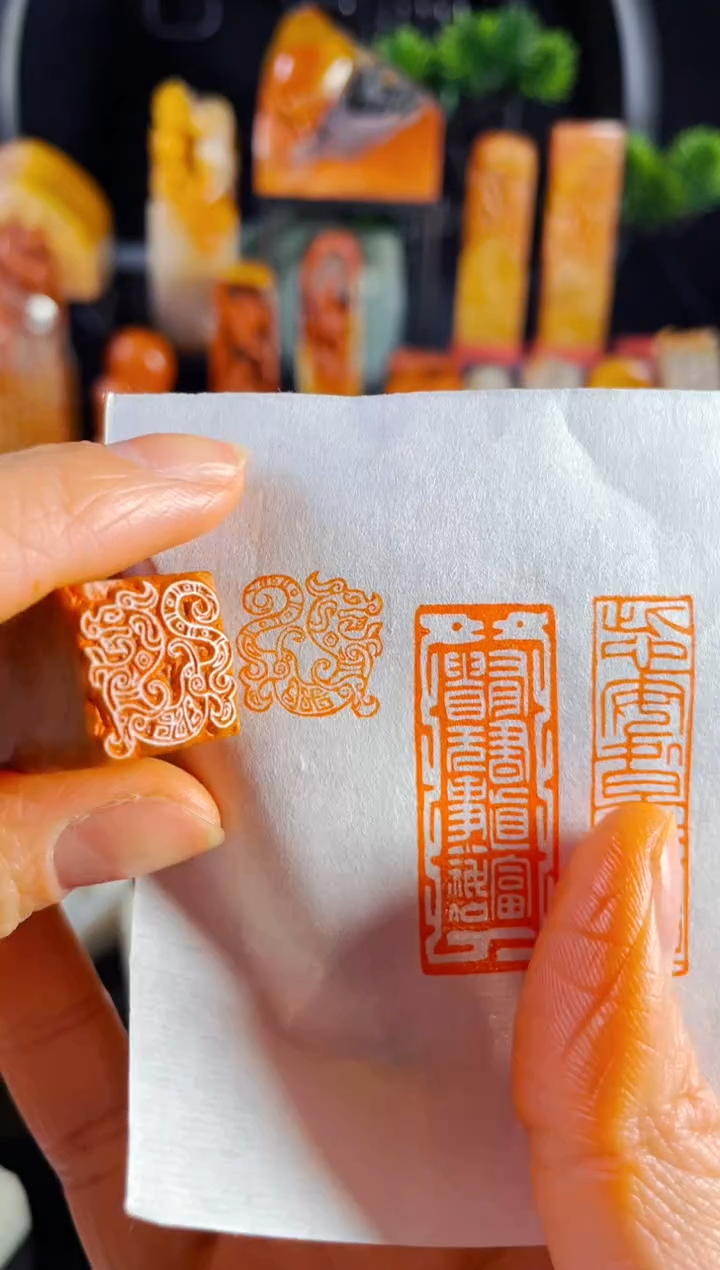 【闪购商品】老挝石印石手工篆刻《麒麟》1.5木纹