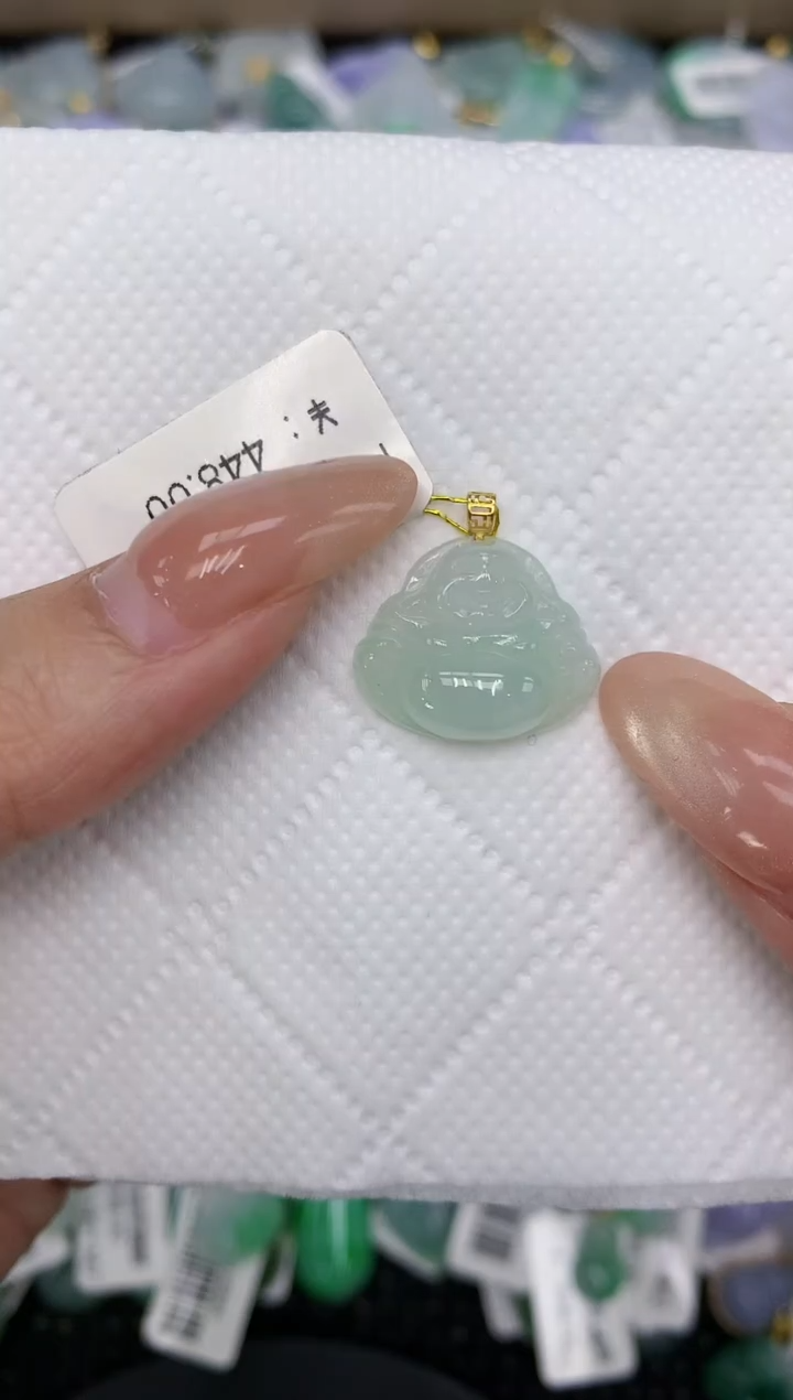 颈饰18K金镶嵌翡翠a货百元一下同包裹多件发出的只收取一单运费