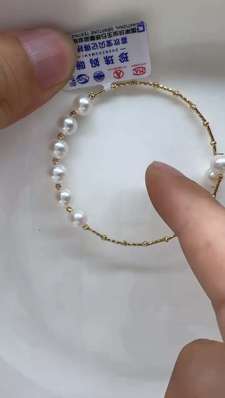 【闪购商品】淡水珍珠手镯18K金镶嵌清货