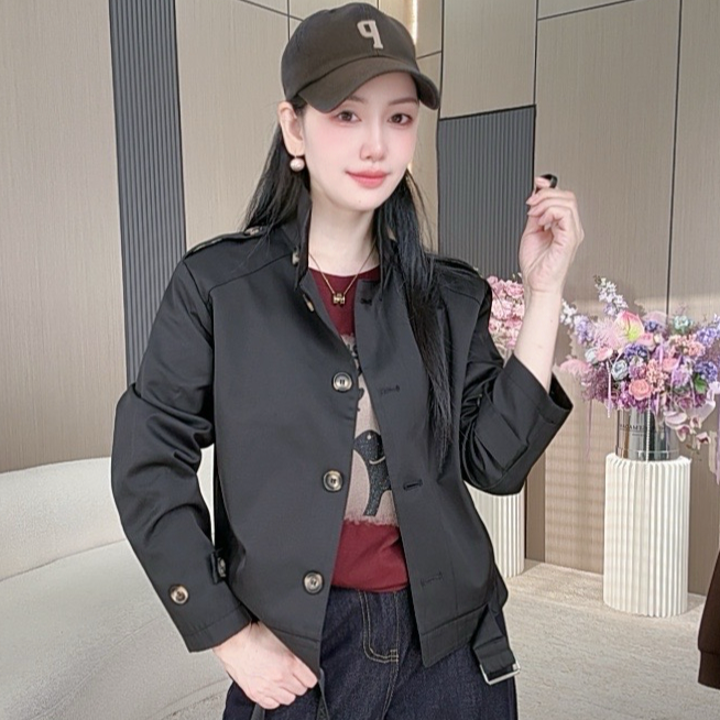 （908）2025早秋季新款时尚韩版潮流短款风衣外套女款休闲洋气