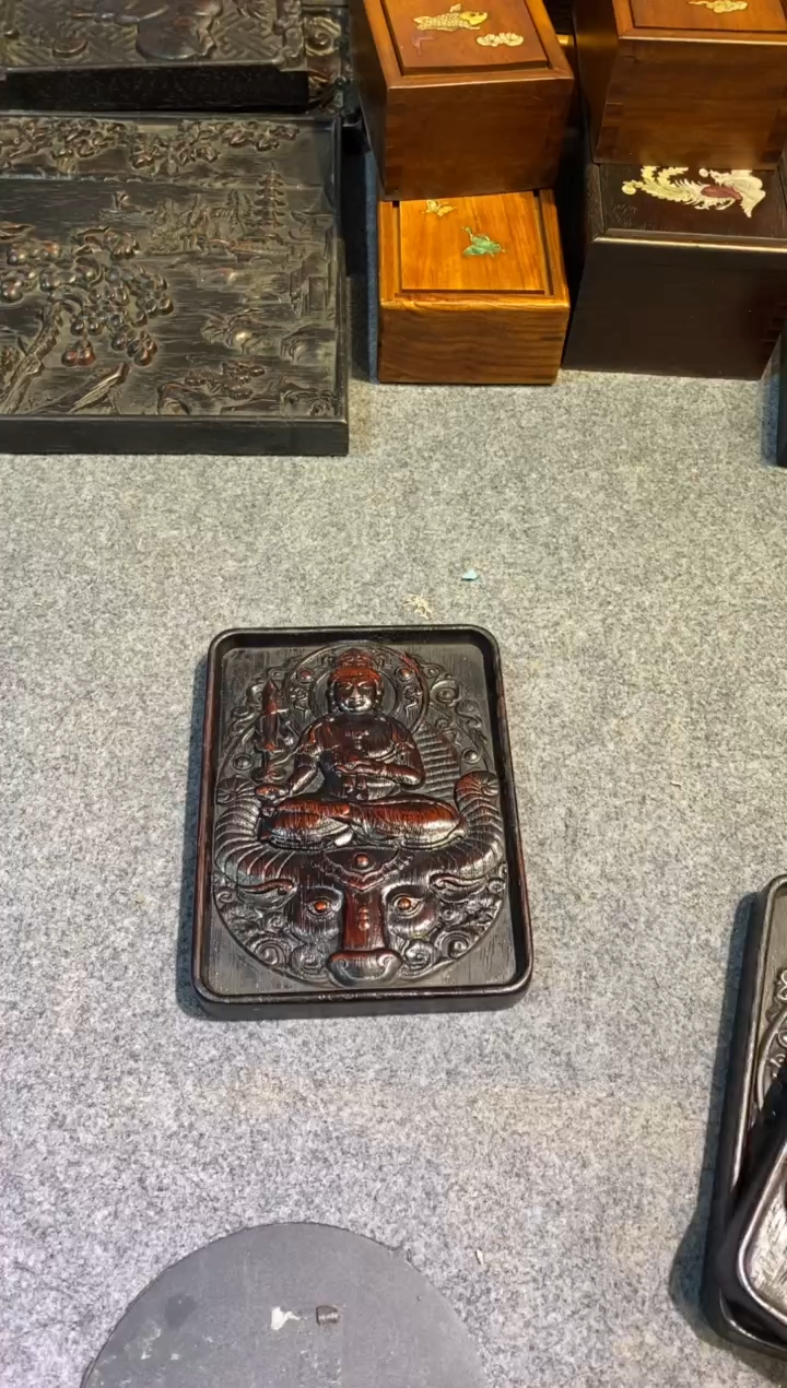 木紫檀拆件雕刻板以直播间实物为准微瑕老物件