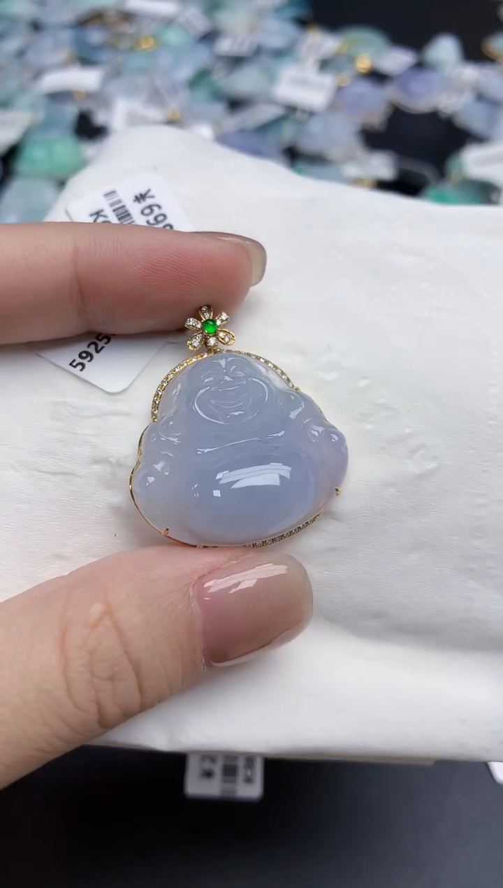 【闪购商品】翡翠颈饰18K金镶嵌天然缅甸翡翠A货