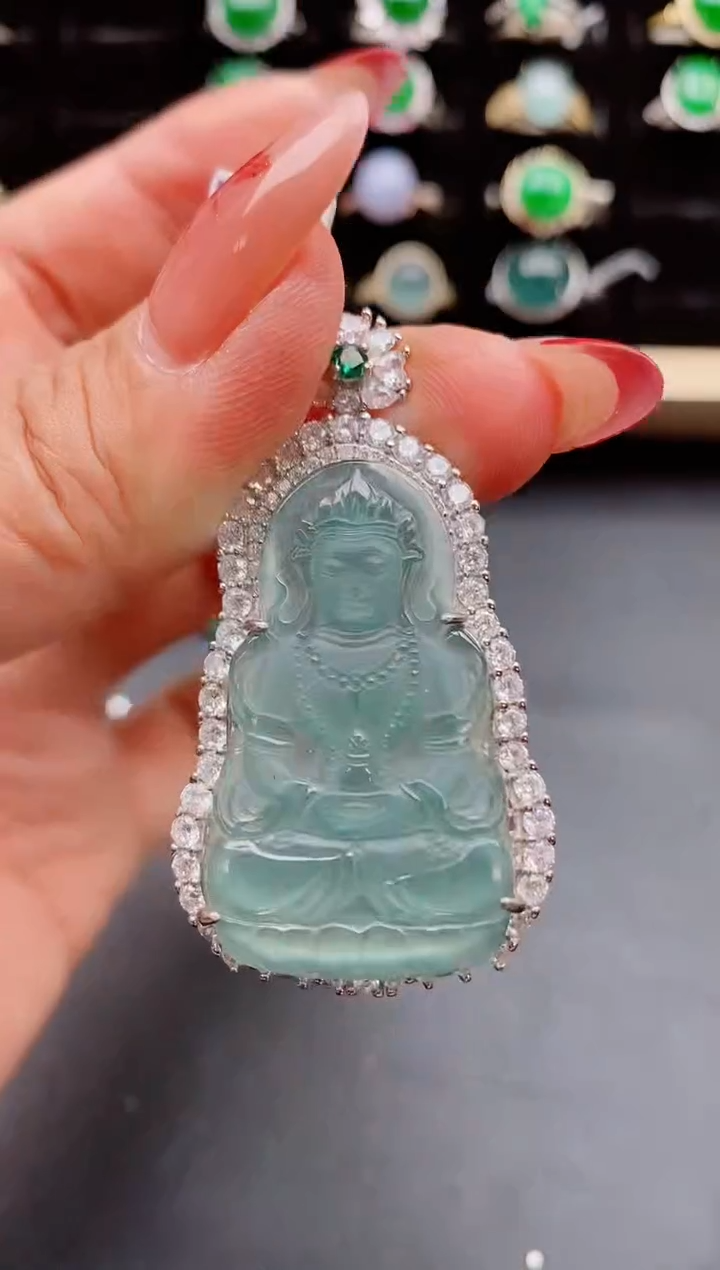 【闪购商品】翡翠吊坠(赠链)银S925镶嵌5080550