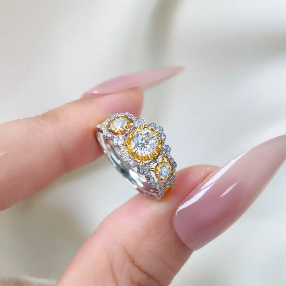 【千盟珠宝】重金 【三生三世 蕾丝钻戒】主石50分三生石戒指