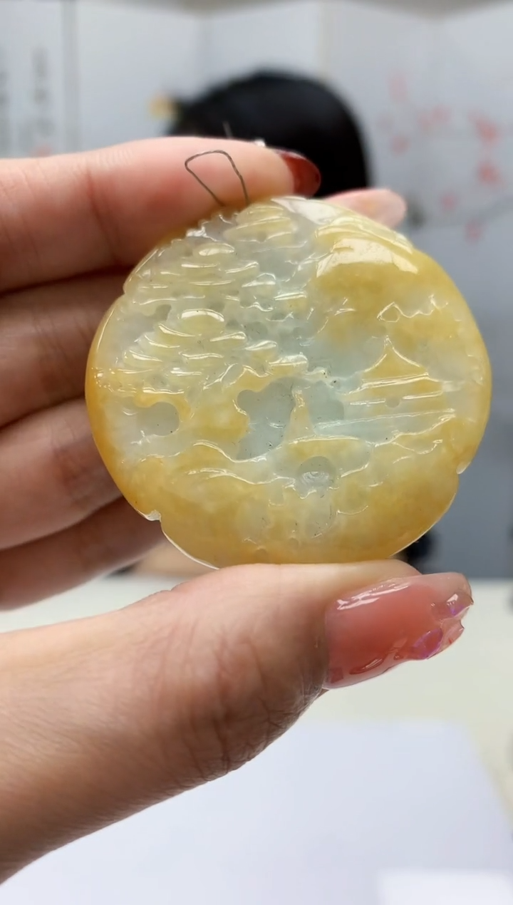 【闪购商品】定制翡翠未镶嵌3123MM-毛货挂件56